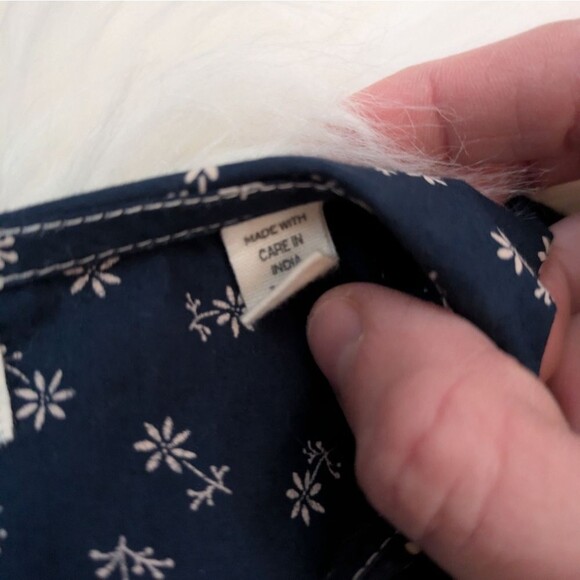 Doen Paz Organic Cotton Pajama Top XXS Navy Blue Floral Print - Picture 4 of 6